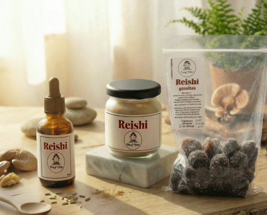 Reishi polvo, gotas y gomitas